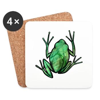 Cute Green Frog - Coasters (set of 4) - white - Front
