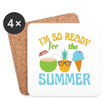Ich bin so bereit für den Sommer-Sommer-Strand-Ozean - Untersetzer (4er-Set) - Weiß - Vorne