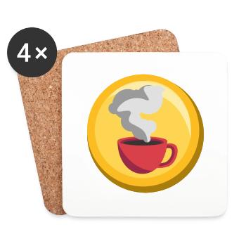 Coffee Sticker Gold Icon Cafe Barista - Coasters (set of 4) - white - Front