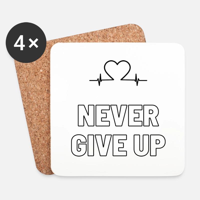 Never Give UP - Untersetzer (4er-Set) - Weiß