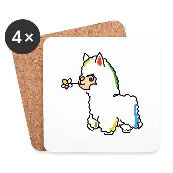 Alpaca colorful - Coasters (set of 4) - white - Front