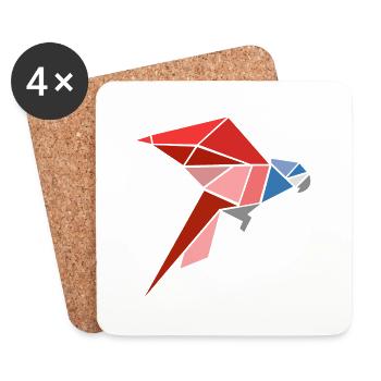 Origami Parrot Illustration Gift Idea - Coasters (set of 4) - white - Front