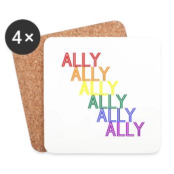 ALLY for LGBTQIA+ allies rainbow queer typography - Coasters (set of 4) - white - Front