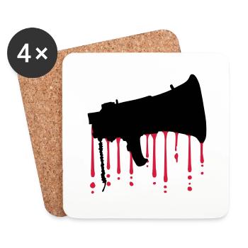 Blood Drops Megafon Propaganda Speaker - Coasters (set of 4) - white - Front