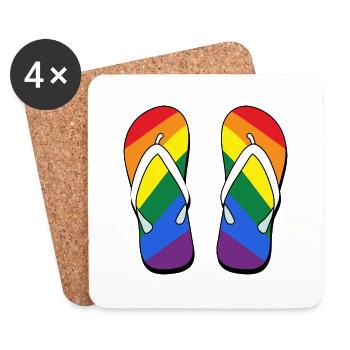 gay flip flop LGBTIQ Gay Pride CSD Summer - Untersetzer (4er-Set) - Weiß - Vorne