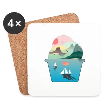 Summer Ice Cream Sundae Ice Cream Sea Sailing Beach - Coasters (set of 4) - white - Front