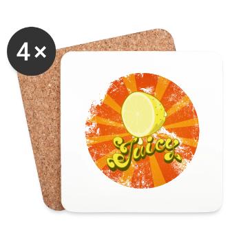Juicy Lemon Retro Vintage Look - Untersetzer (4er-Set) - Weiß - Vorne