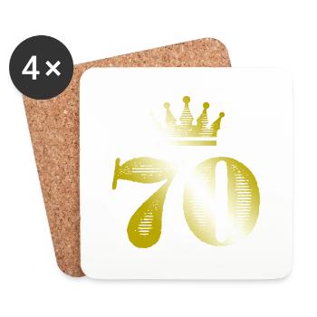 70 Zahl Krone Gold - Untersetzer (4er-Set) - Weiß - Vorne