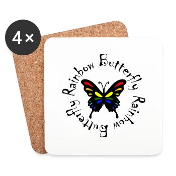 Rainbow Butterfly - Untersetzer (4er-Set) - Weiß - Vorne