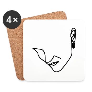 Frauen Linienkunst - Untersetzer (4er-Set) - Weiß - Vorne