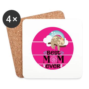 Best Mom ever - mum and baby sloth - Coasters (set of 4) - white - Front