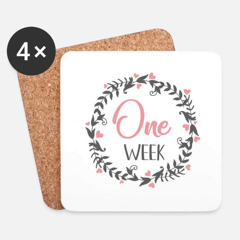 1 WEEK MILESTONES HEART - Untersetzer (4er-Set) - Weiß