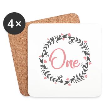 ONE YEAR MILESTONES HEART - Untersetzer (4er-Set) - Weiß - Vorne