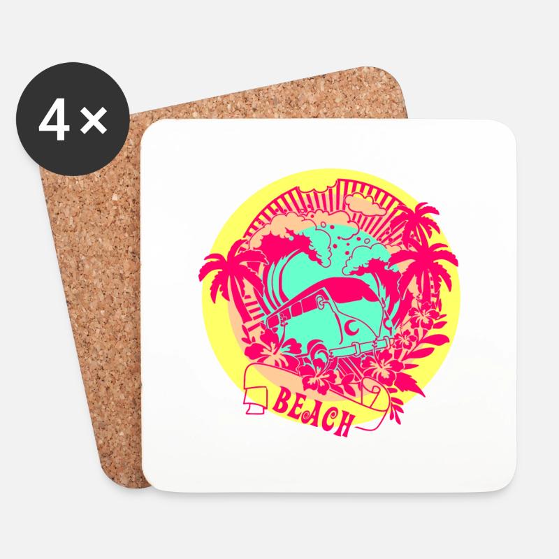 Beach Summer - Untersetzer (4er-Set) - Weiß