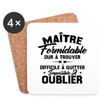 Maître Formidable Idée Cadeau Maître D'école - Dessous de verre (lot de 4) - blanc - Devant
