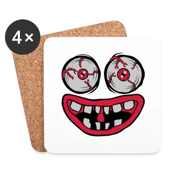 Böses Monster Horror Gesicht - Untersetzer (4er-Set) - Weiß - Vorne