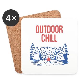Outdoor Chill Camping Amoureux de la nature Camper Arbres - Dessous de verre (lot de 4) - blanc - Devant