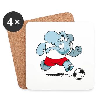 Elephant Footballer - Coasters (set of 4) - white - Front