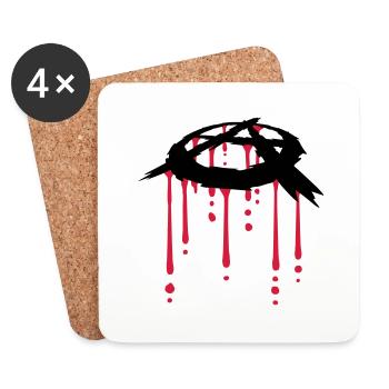 blood drop anarchy symbol - Coasters (set of 4) - white - Front