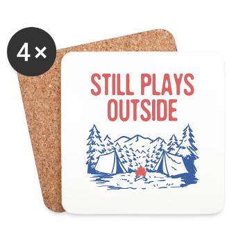 Joue toujours à l’extérieur du camping camping-car d’été - Dessous de verre (lot de 4) - blanc - Devant