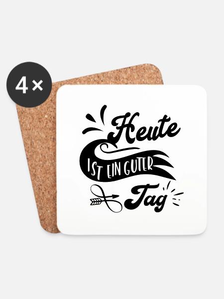Heute ist ein guter Tag! Personalisierbar - Untersetzer (4er-Set) - Weiß