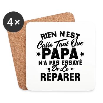 Papa Essayé de le Réparer, Cadeau Papa Bricoleur - Dessous de verre (lot de 4) - blanc - Devant