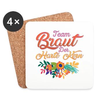 Team Braut Der harte Kern - Untersetzer (4er-Set) - Weiß - Vorne