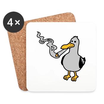Stoner Seagull Fumant du chanvre - Dessous de verre (lot de 4) - blanc - Devant