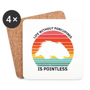 Porcupines Designs for Animal Lovers Rodent - Coasters (set of 4) - white - Front