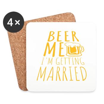 Beer Me Me marier - Dessous de verre (lot de 4) - blanc - Devant