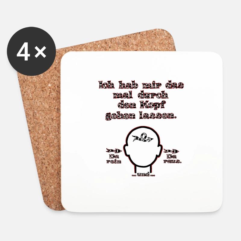 witziges Nicht-Nachdenken-Design / lustige Sprüche - Untersetzer (4er-Set) - Weiß