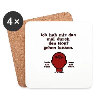 witziges Nicht-Nachdenken-Design / lustige Sprüche - Untersetzer (4er-Set) - Weiß - Vorne