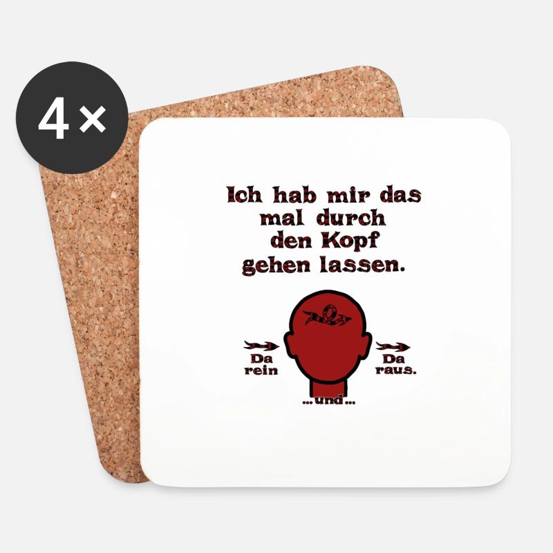 witziges Nicht-Nachdenken-Design / lustige Sprüche - Untersetzer (4er-Set) - Weiß