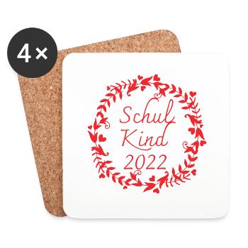 Schulkind 2022 ROT - Untersetzer (4er-Set) - Weiß - Vorne