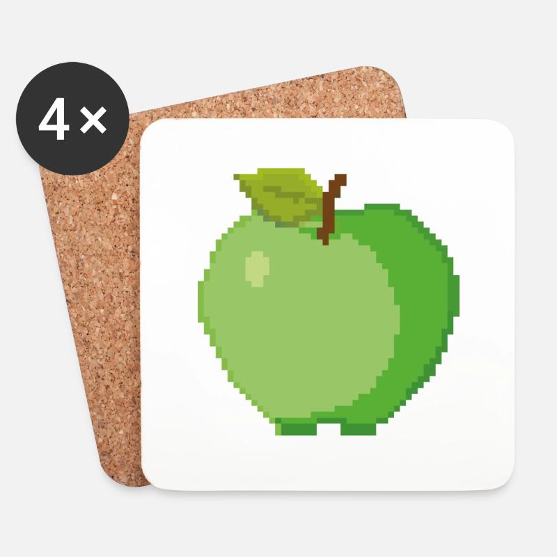 Retro Pixel Green Apple - Coasters (set of 4) - white