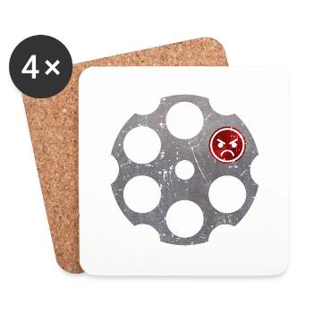 Tambour de revolver - Dessous de verre (lot de 4) - blanc - Devant