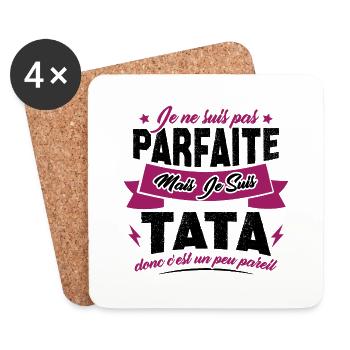 Pas parfaite mais je suis tata - Dessous de verre (lot de 4) - blanc - Devant