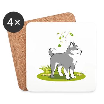 Süße Malamute auf dem Rasen - Untersetzer (4er-Set) - Weiß - Vorne