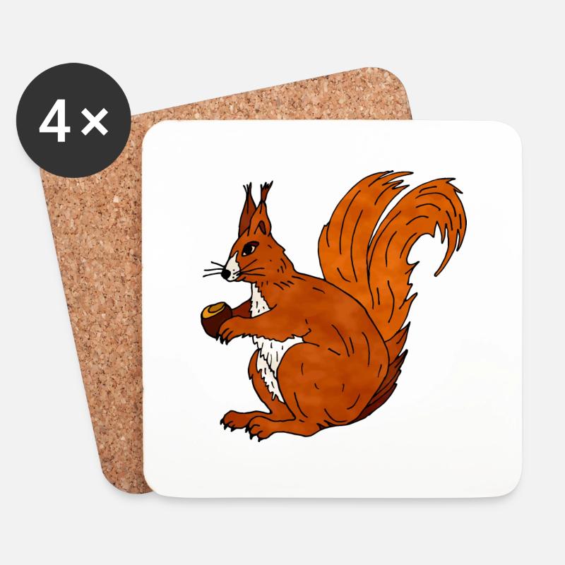 Eichhörnchen - Untersetzer (4er-Set) - Weiß