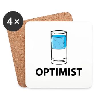 Optimist - Getränk - Untersetzer (4er-Set) - Weiß - Vorne