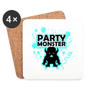 Partymonster hellblau - Untersetzer (4er-Set) - Weiß - Vorne