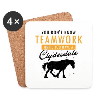 Clydesdale Design für Clydesdale Reiter - Untersetzer (4er-Set) - Weiß - Vorne