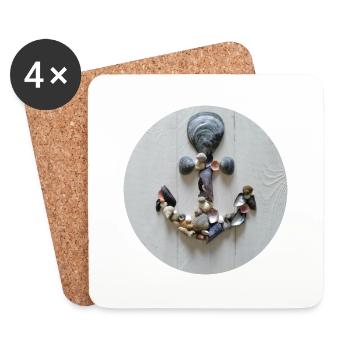 Ein Anker aus Muscheln - Untersetzer (4er-Set) - Weiß - Vorne