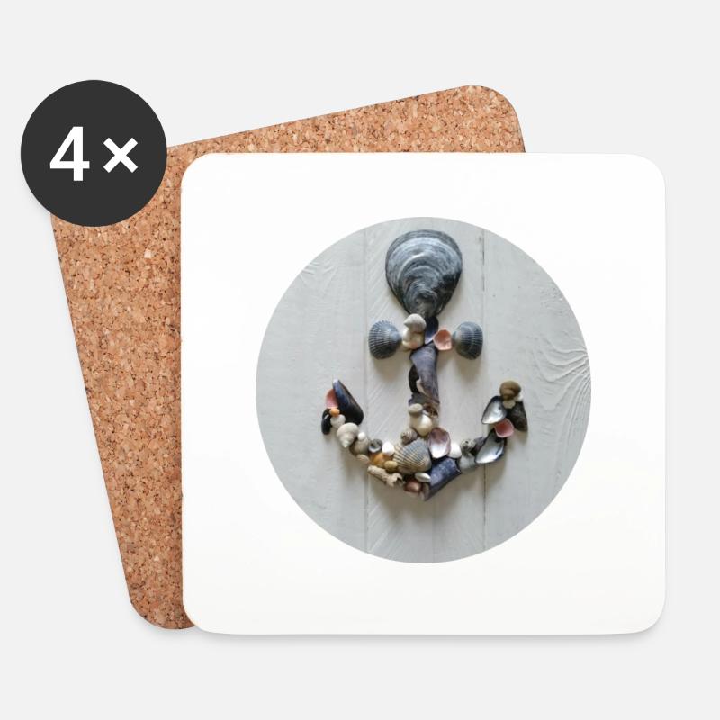 Ein Anker aus Muscheln - Untersetzer (4er-Set) - Weiß