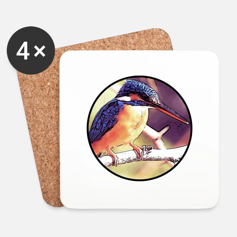 Eisvogel - Untersetzer (4er-Set) - Weiß