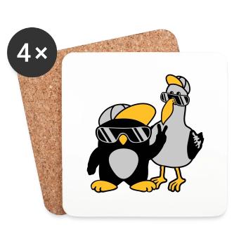 Pingouin mouette 2 Amis - Dessous de verre (lot de 4) - blanc - Devant