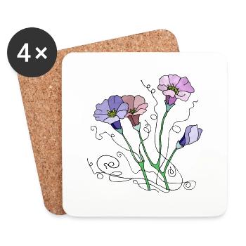 Fleur - Dessous de verre (lot de 4) - blanc - Devant