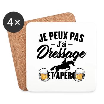 Je peux pas j'ai dressage et apéro - Dessous de verre (lot de 4) - blanc - Devant