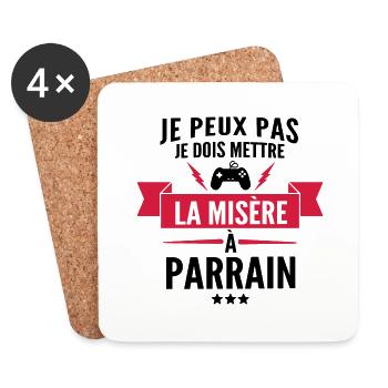 je dois mettre la misère à parrain / humour enfant - Dessous de verre (lot de 4) - blanc - Devant