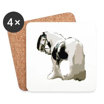 Pferd, Tinker , Pferd Tinker, Geschenkidee - Untersetzer (4er-Set) - Weiß - Vorne